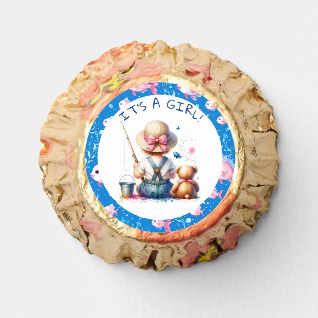 Cute Fishing Themed Girl's Baby Shower  Reese's Peanut Butter Cups (Front)
