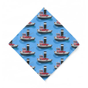 Cute fishing trawler boat cartoon illustration bandana