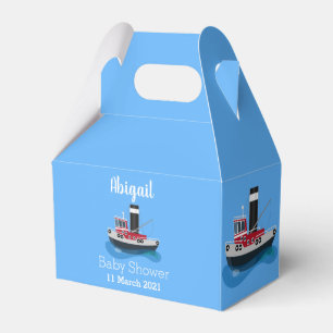 Cute fishing trawler boat cartoon illustration favor boxes