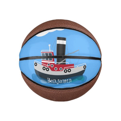 Cute fishing trawler boat cartoon illustration mini basketball