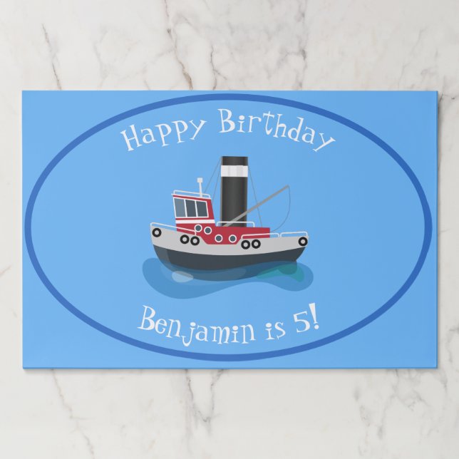 Cute fishing trawler boat cartoon illustration paper pad (Front)