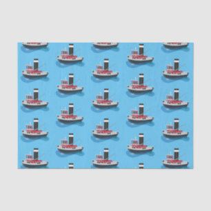 Cute fishing trawler boat cartoon illustration tissue paper