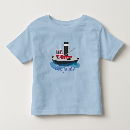 Cute fishing trawler boat cartoon illustration toddler t_shirt
