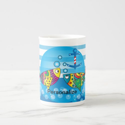 Cute Fishy Bubbles Baby Shower Theme Bone China Mug