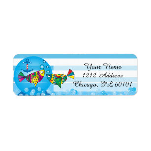 Cute Fishy Bubbles Baby Shower Theme Label