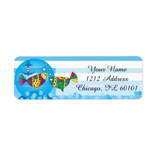 Cute Fishy Bubbles Baby Shower Theme Label (Front)