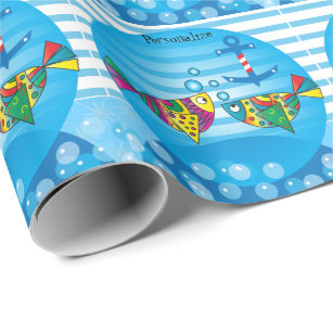 Cute Fishy Bubbles Baby Shower Theme Wrapping Paper