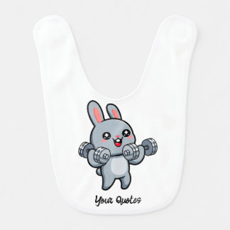 Cute Fitness Bunny Workout Kids Baby Bib