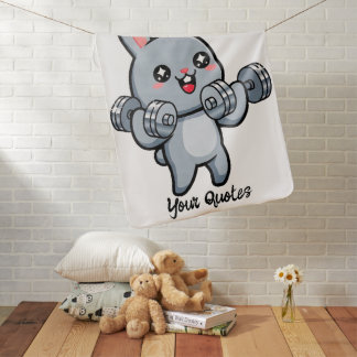 Cute Fitness Bunny Workout Kids Baby Blanket