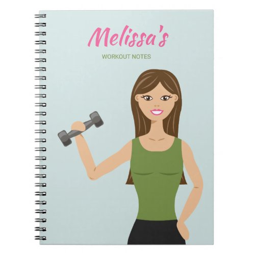 Cute Fitness Girl Drawing Workout Notes Notebook