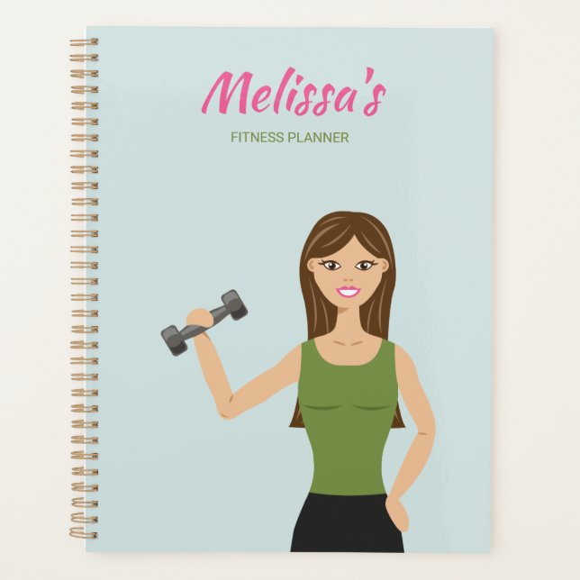 Cute Fitness Girl Illustration Workout Fitness Planner (Front)