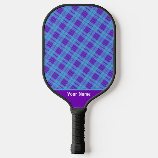 Cute Fitness Purple Checkered Pickleball Paddle (Back)