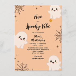 Cute Five is a Spooky Vibe Halloween 5th Birthday Invitation