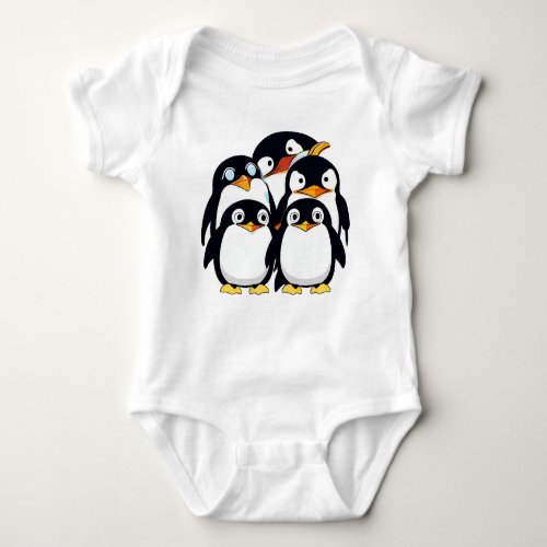 Cute Five Penguins Baby Bodysuit