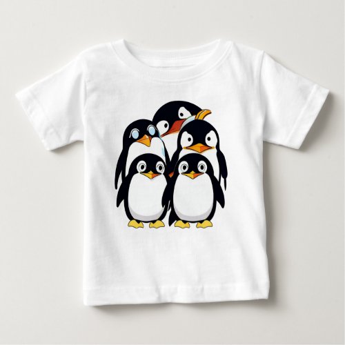 Cute Five Penguins Baby T_Shirt