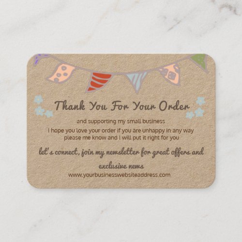  Cute Flag Kraft Thank You For Your Order QR code Business Card