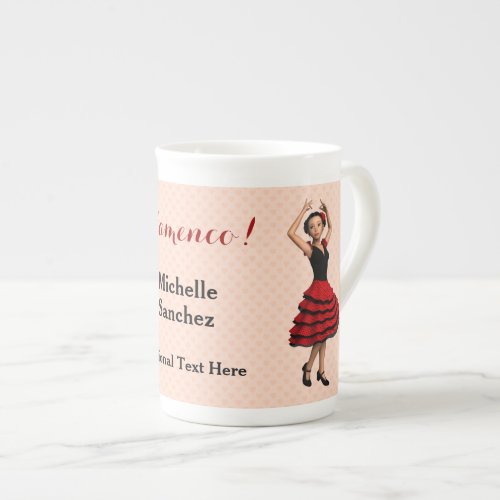 Cute Flamenco Dancer Personalized Bone China Mug