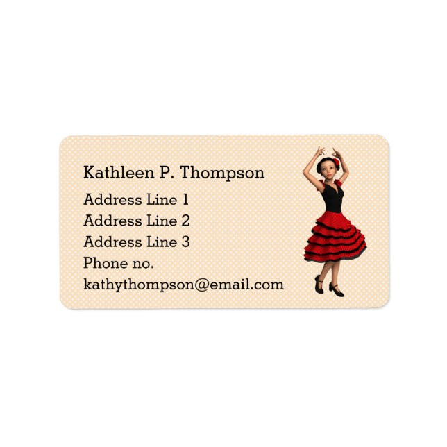 Cute Flamenco Dancer (Personalized) Label (Front)