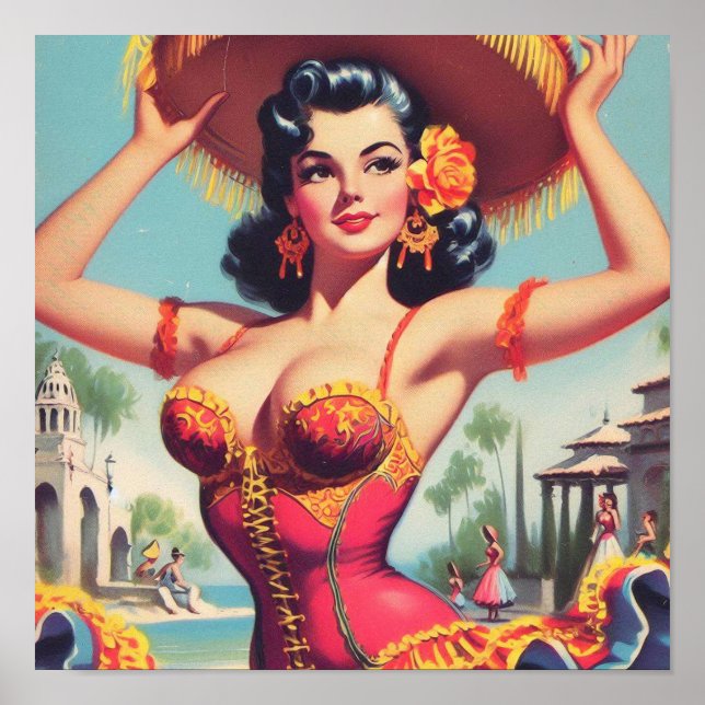 Cute Flamenco Pin-up Poster (Front)