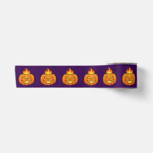 Cute Flaming Pumpkin Halloween Satin Ribbon
