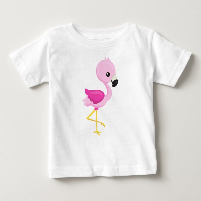 Cute Flamingo, Baby Flamingo, Pink Flamingo, Bird Baby T-Shirt (Front)
