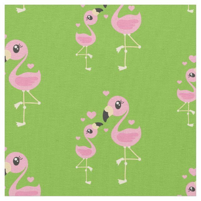 Cute Flamingo Baby Nursery Decor Fabric (Close Up)