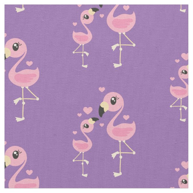 Cute Flamingo Baby Nursery Decor Fabric (Close Up)
