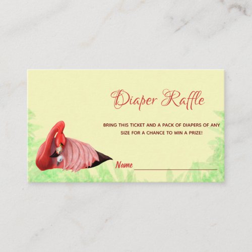 Cute Flamingo Baby Shower Diaper Raffle Tickets Enclosure Card