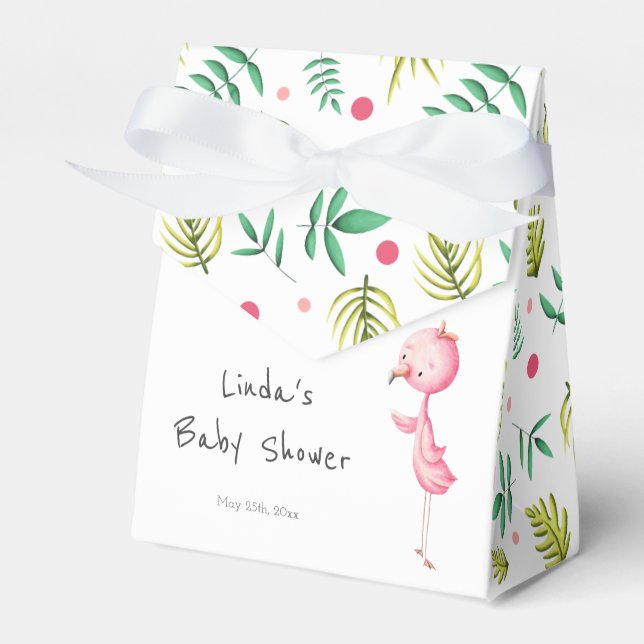 Cute Flamingo Baby Shower Favor Boxes (Front Side)