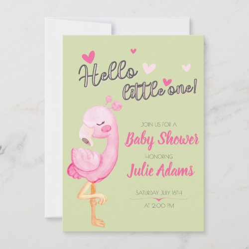 Cute Flamingo Baby Shower Invitation for Girl