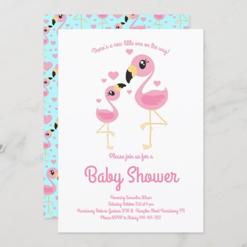 Cute Flamingo Baby Shower Tropical Beach Theme Invitation
