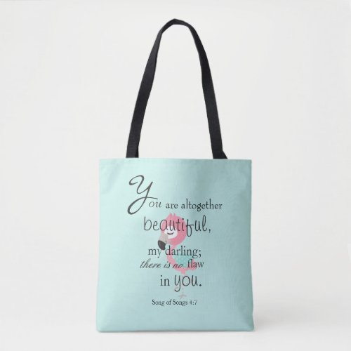 Cute Flamingo Bible Verse Tote Bag