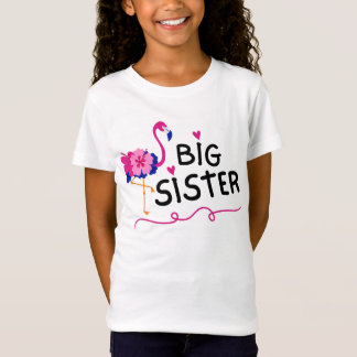 Cute Flamingo Big Sister T-Shirt for Girls