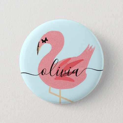 Cute flamingo bird personalized backpack button