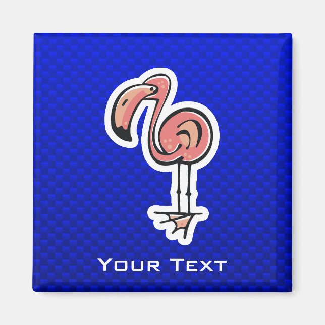 Cute Flamingo; Blue Magnet (Front)