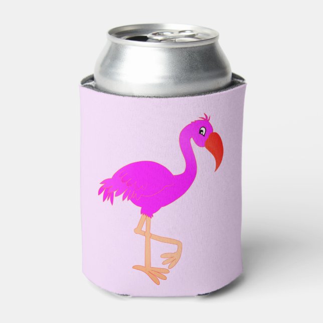 Cute Flamingo Can Cooler - Happy (Can Front)