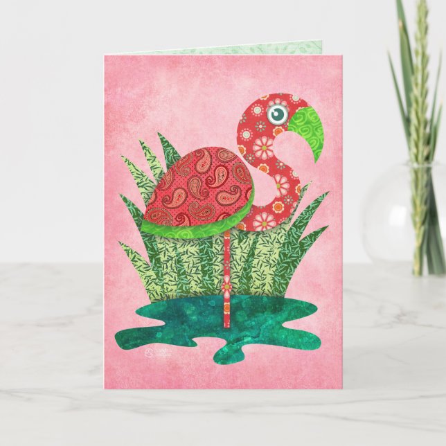 Cute Flamingo Card (Front)