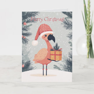 Cute Flamingo Christmas Card
