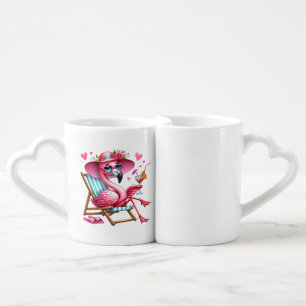 Cute Flamingo clipart Coffee Mug Set