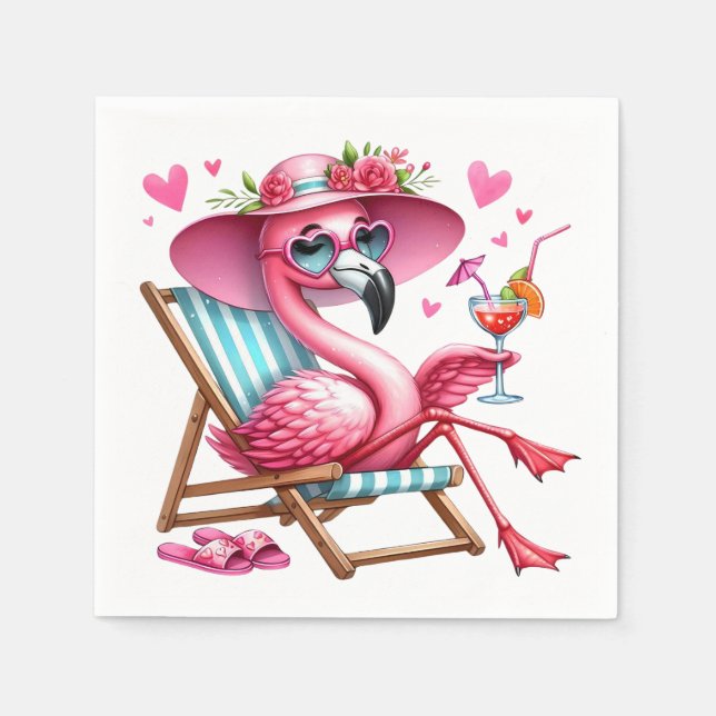 Cute Flamingo clipart Napkins (Front)