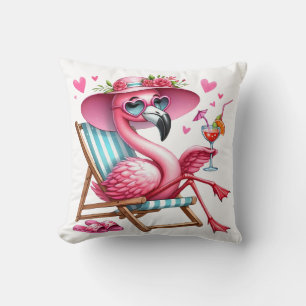 Cute Flamingo clipart Throw Pillow