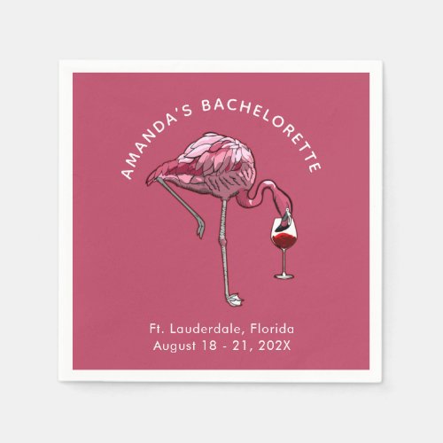 Cute Flamingo Custom Bachelorette Party Paper Napkins