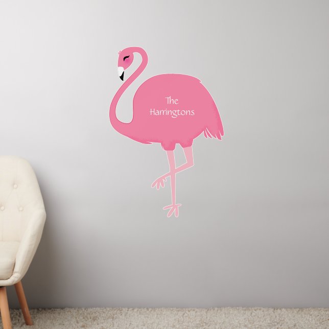 Cute Flamingo custom name Wall Decal (Living Room 2)
