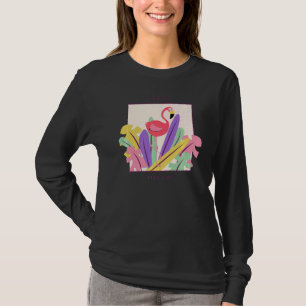 Cute Flamingo Flocked Graphics Apperal 2 T-Shirt