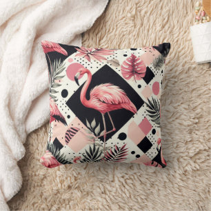 Cute Flamingo Geometric Throw Pillow