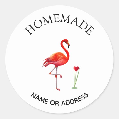 Cute Flamingo  Heart Homemade Classic Round Sticker