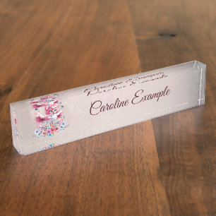 Cute flamingo in cartoon style, desk name plate