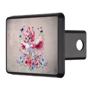 Cute flamingo in cartoon style,  hitch cover