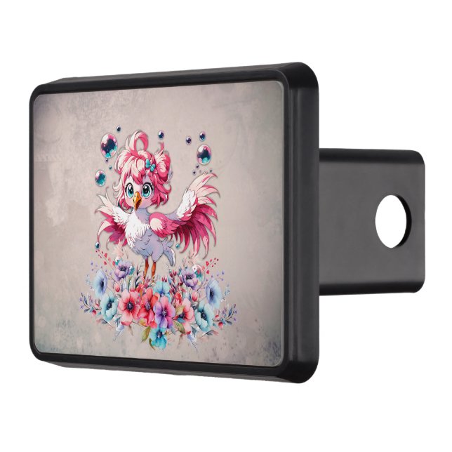 Cute flamingo in cartoon style,  hitch cover (Left)