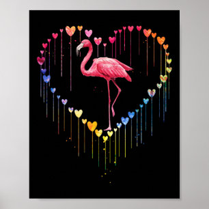 Cute Flamingo In Heart Love For Fun Pet Lovers Val Poster